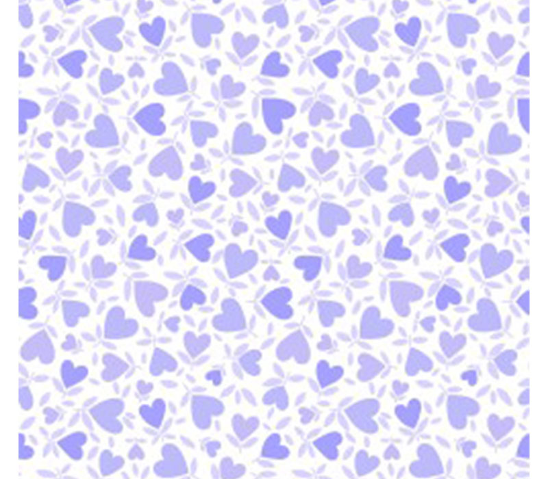 Playtime Flannel Hearts Violet on White