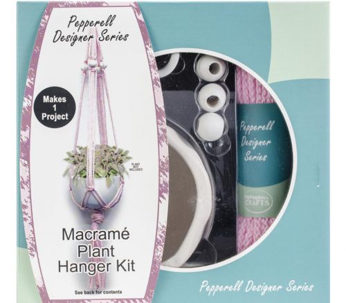 Macrame Ceramic Plant Pot Hanger Kit Pink PDS01