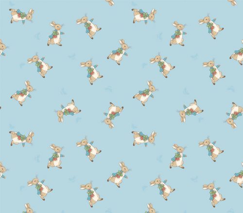 Peter Rabbit Flannel Rabbits Tossed on Blue