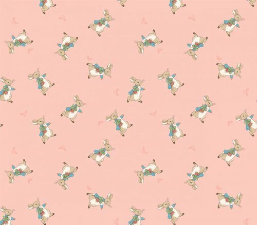 Peter Rabbit Flannel Rabbits Tossed on Coral