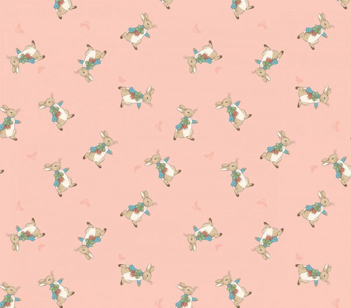 Peter Rabbit Flannel Rabbits Tossed on Coral