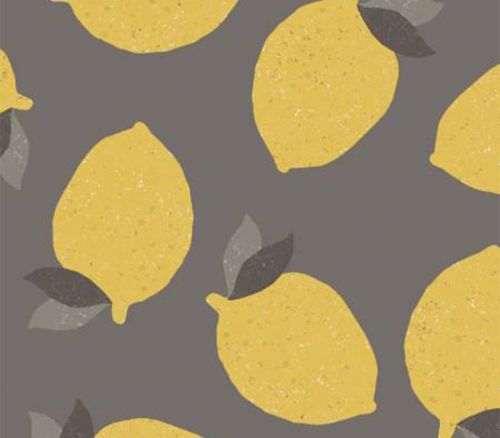 Fabric - Lemonade Just Lemons on Charcoal