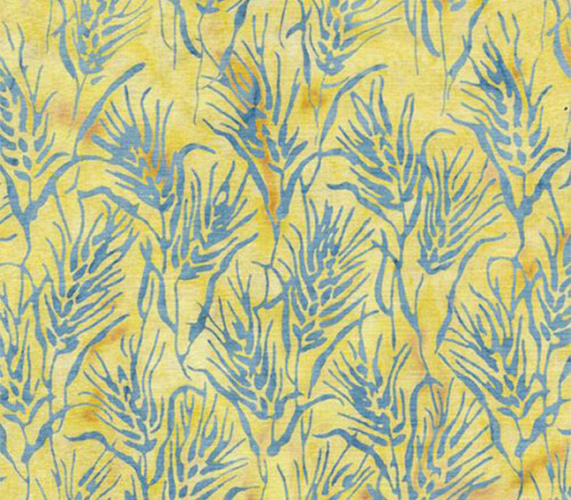 Fabric - Harvest Blue Batiks Wheat Blue on Sun Yellow