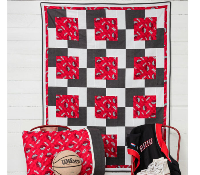 Fabric - NBA Portland Trailblazers 3x1 Yard Quilt Top Kit with Binding