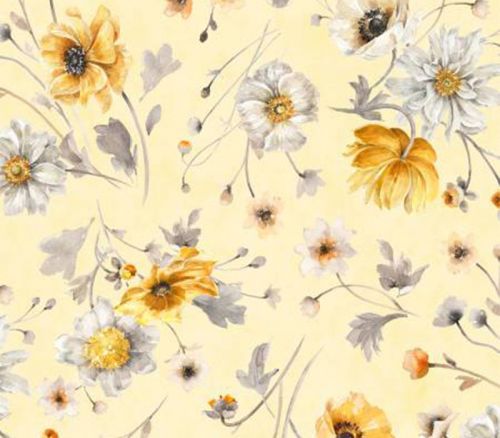 Fabric - Fields of Gold Large Floral Allover on Yellow