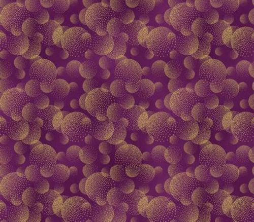 Fabric - Majestic Japanese Dotted Circles Texture Gold Metallic on Purple