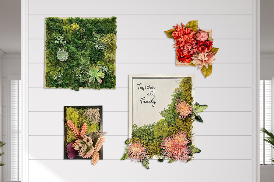 Create faux or fake framed plants wall art