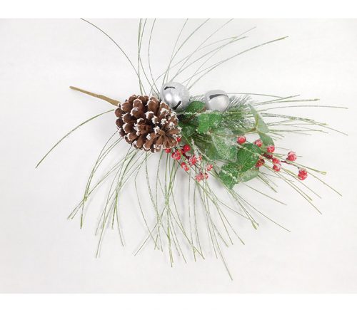 Snow Eucalyptus and Pine Berries Jingle Bell Pick - 19-inch