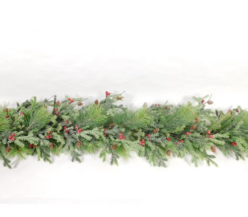 Glitter Garland with Pine Cones and Berries - 5-foot