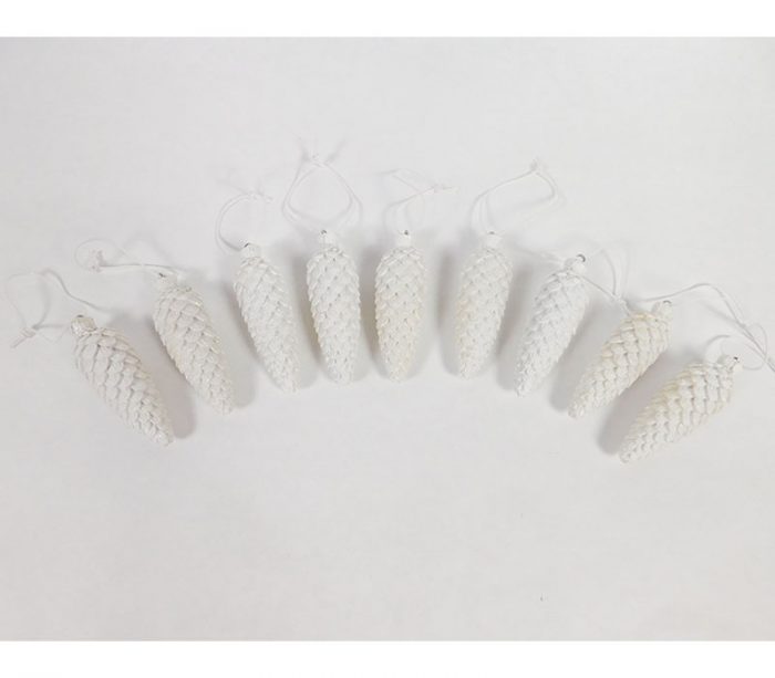 White Pine Cone Ornaments - 9 Piece