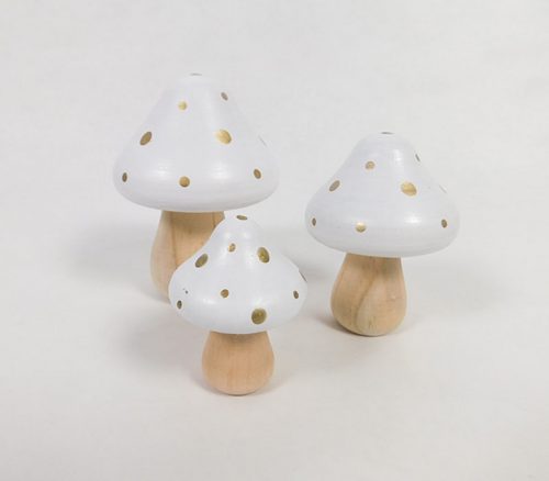 White Wooden Mushroom Set - 6 Piece