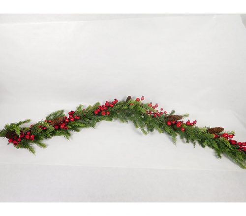 Berries and Pine Cedar Garland with Pine Cones - 5-foot