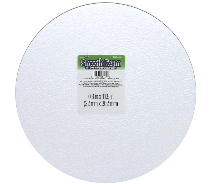 FloraCraft Styrofoam Disc 1.1 Inch x 7.5 Inch White 