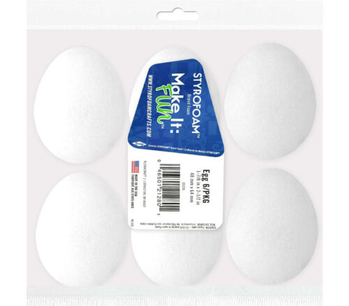FloraCraft - Styrofoam Egg Package 2-1/2-inch x 1-7/8-inch 6 Piece White