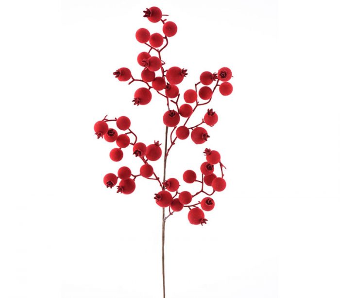 Flocked Red Berry Spray - 29-inch