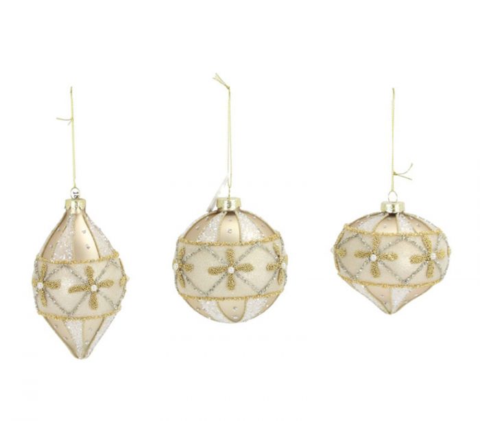 Gold Glass Ornaments - 3 Shapes - 1 Ornament - Ornament Shipped is Randomly Picked