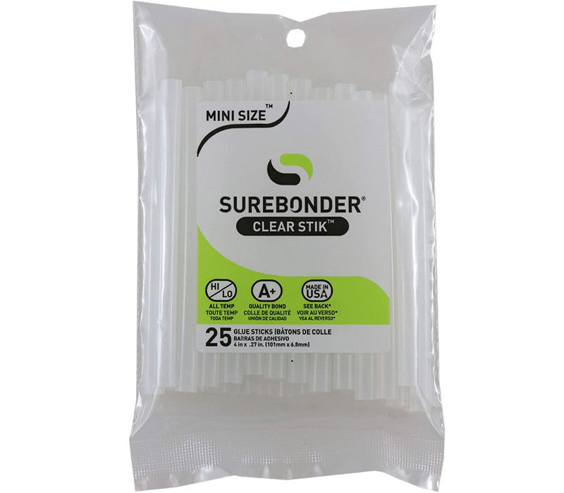 Surebonder Dt-25 Made In The Usa All Purpose Stik Mini Glue Sticks-All  Temperature-Clear-5/16 D - 4 L Glue Stick-25 Sticks Per Bag
