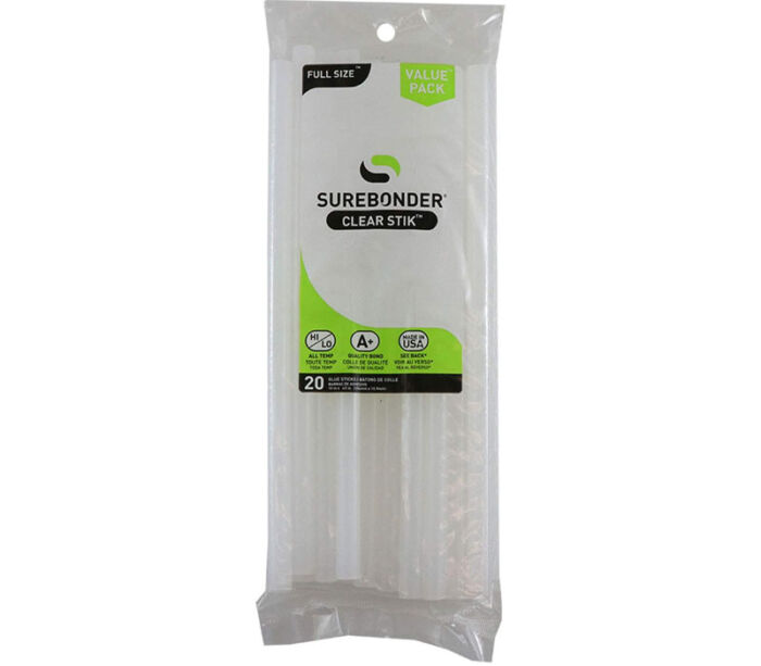 Surebonder DT-2010 Made in the USA All Purpose Stick Glue Sticks-All Temperature-Clear 7/16" D - 10" L Glue Stick-20 Sticks per Bag