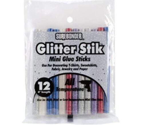 GL-12V Mini Size 4" Glitter Hot Glue Stick - 2 ea. Silver - Gold - Blue - Green & Red - 12 Total Colors