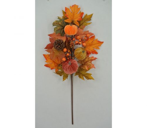 Maple Leaves and Pinecone with Pumpkin Spray - 30-inch