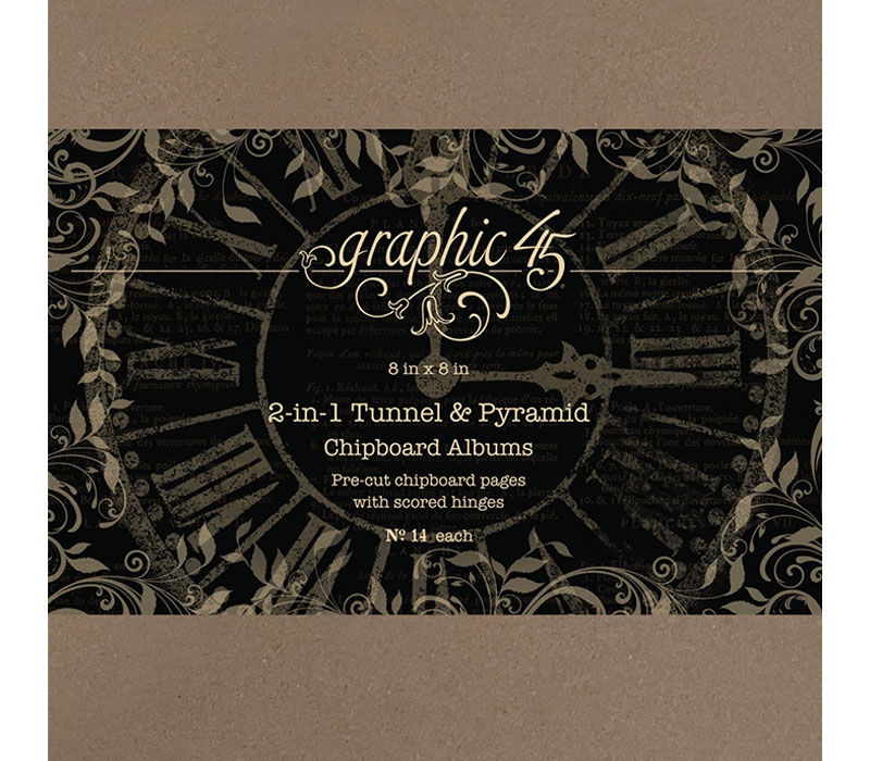 Graphic45 Staples Chipboard Album - 8x8 2 In 1 Tunnel & Pyramid
