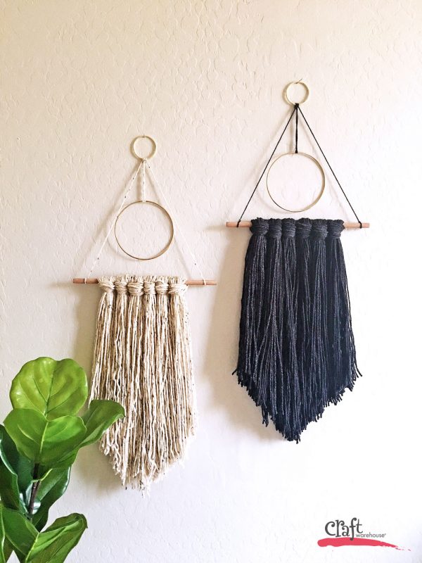Gold hoop yarn wall hangings from Craft Warehouse