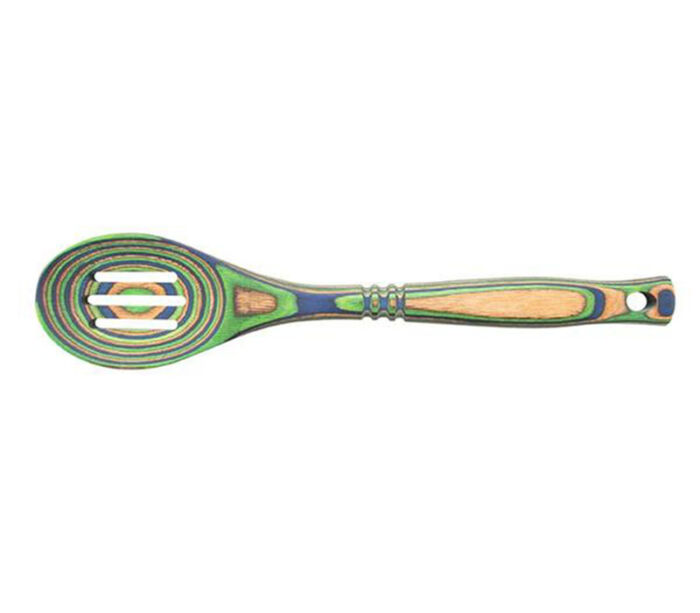 Island Bamboo Pakkawood Slotted Spoon - Peacock