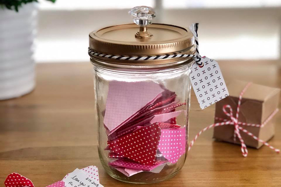 Make a jar of mini love notes for Valentine's Day