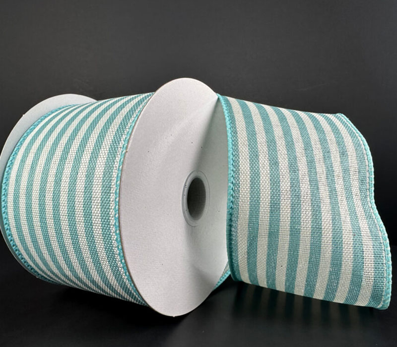 Wired Lined Teal Stripes Ribbon