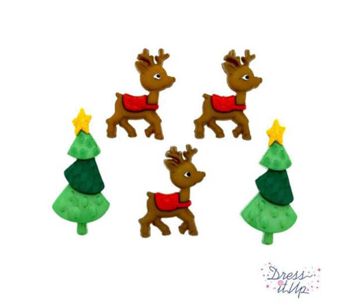Dress It Up Buttons - Holiday Reindeer Games