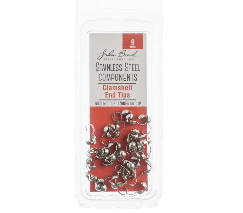 Stainless Steel Clamshell End Tip 9mm 30 Piece