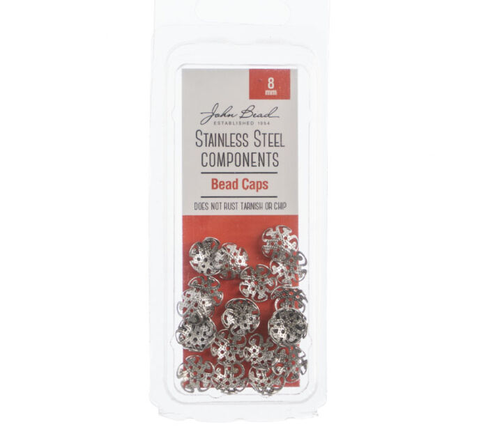 Stainless Steel Bead Cap 8mm 24 Piece