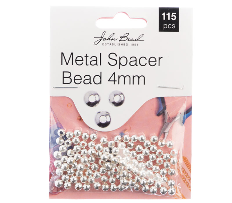 Must Have Findings - Metal Spacer Bead 4mm - Silver 115 Piece