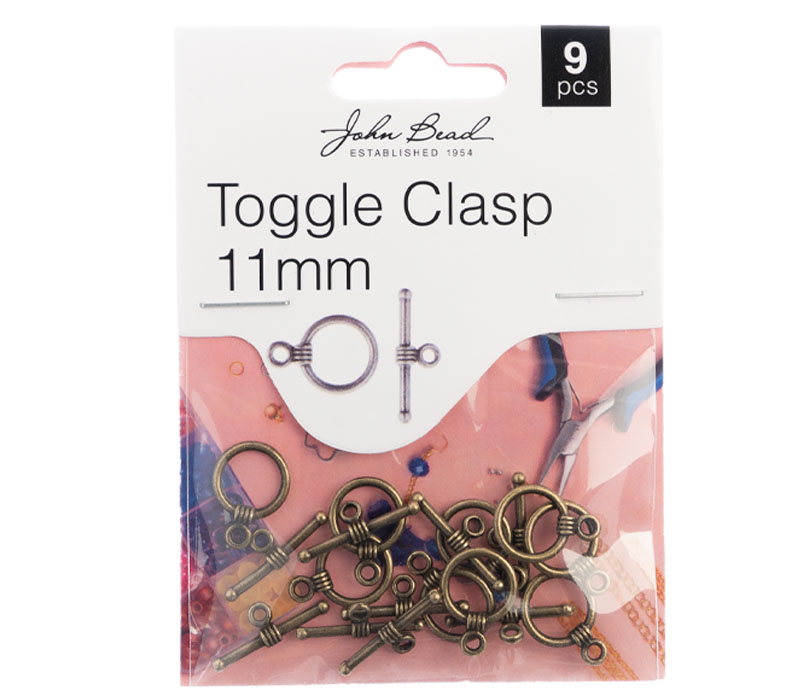 Must Have Findings - Toggle Clasp 11mm - Antique Brass 9 Piece