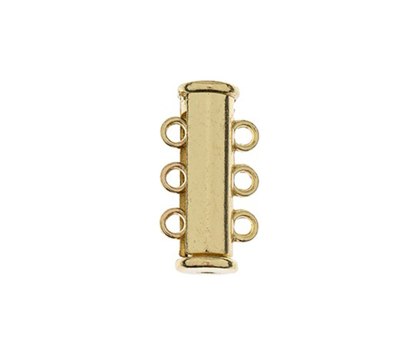 Beadwork Findings Gold Tube Slide Clasp with 3-Strands