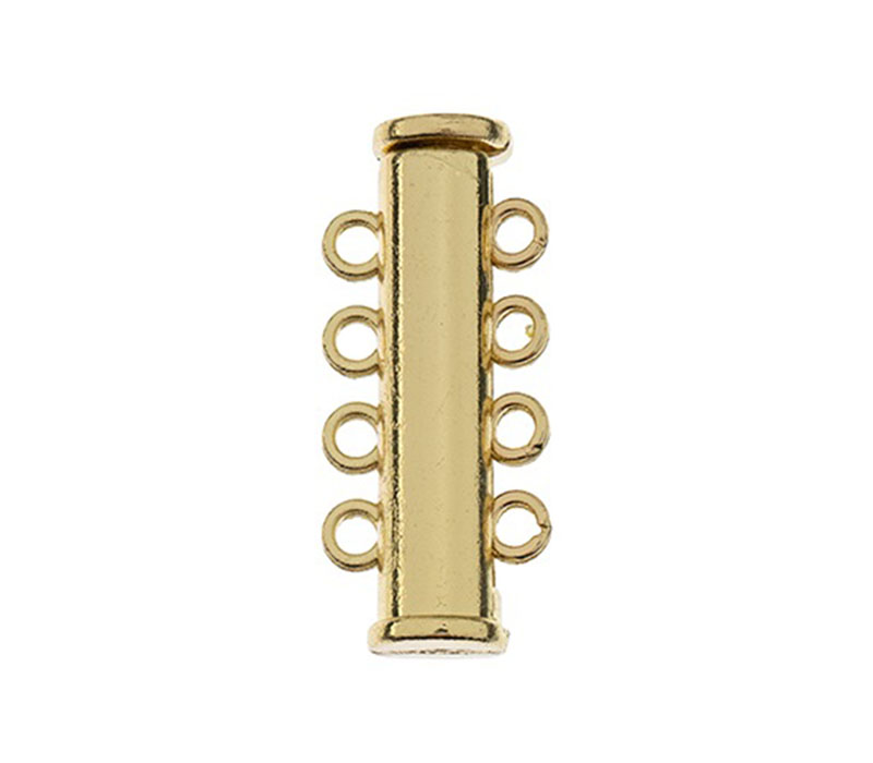 Beadwork Findings Gold Tube Slide Clasp with 4-Strands