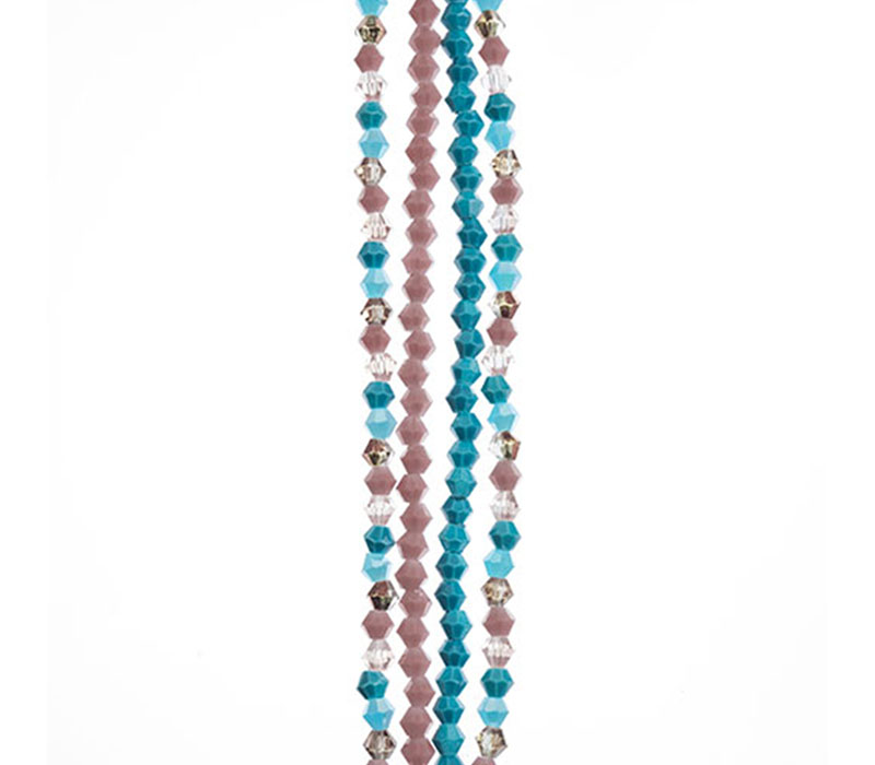 Crystal Lane - 4mm Bicone Purple and Blue Mix 4 Strands