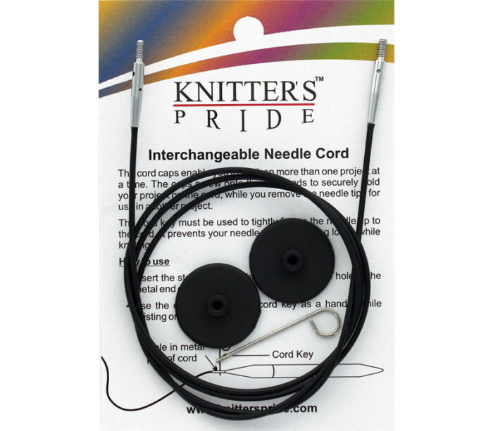 Knitter's Pride - InterchangableNeedle Cord Black/Silver 40-inch
