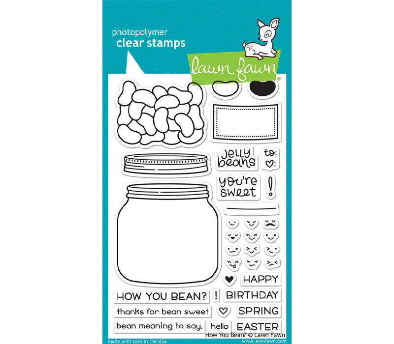 Mint Add-on 3x4 Clear Stamp Set and Coordinating Lawn Cuts Dies Lawn Fawn How You Bean LF2682, LF2683 Bundle of 2 Items 