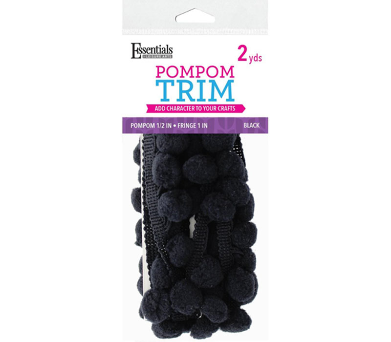 Essentials Pom Poms - Black - 2-inch - 8 Piece