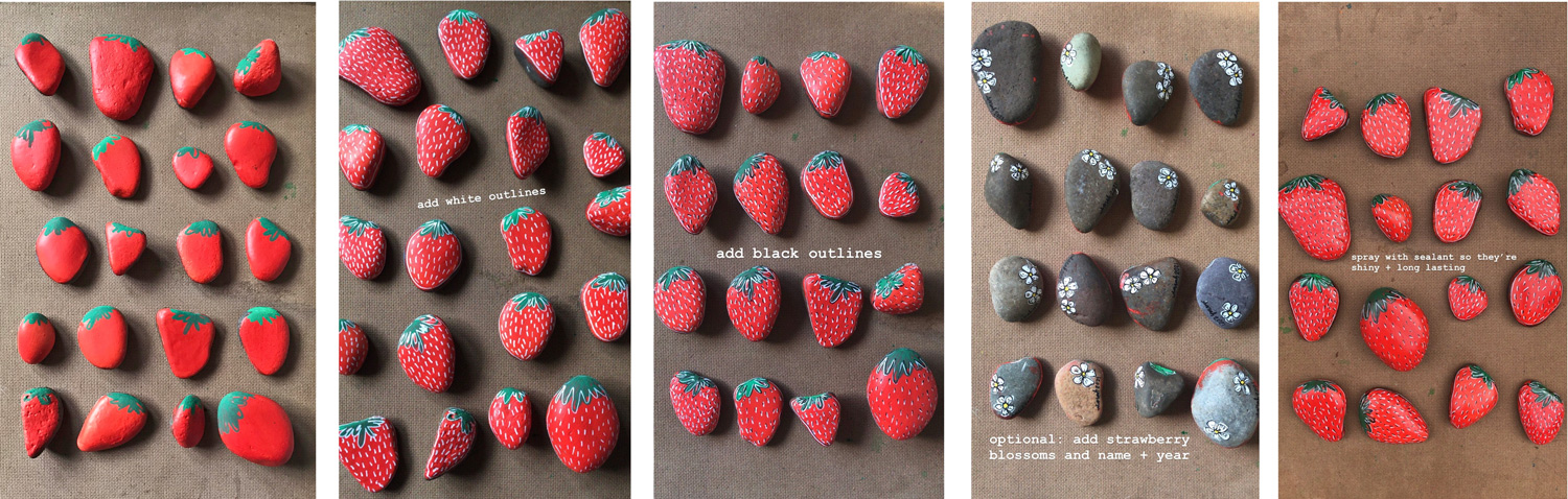 How to paint strawberry rocks by sarah atwill-bowen