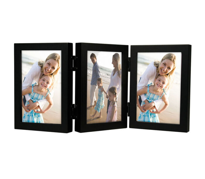 Picture Frame - Black Triple Vertical -  4-inch x 6-inch
