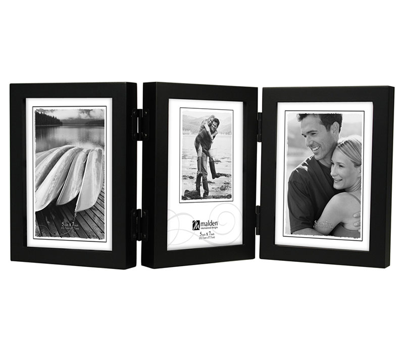 Picture Frame - Black Triple Vertical -  5-inch x 7-inch