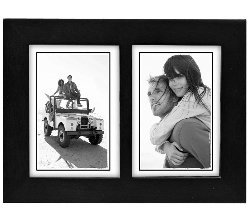 Picture Frame - Black Metal Double 3-inch x 5-inch