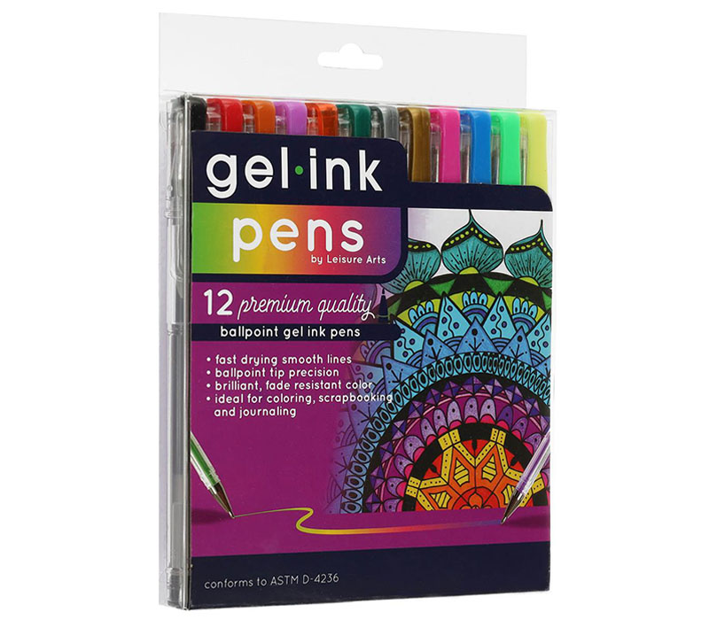 Essentials By Leisure Arts - Gel Pens Set, 12pc, Gel Pens, Colored Pens,  Gel Pens Colored, Glitter Gel Pens, Colorful Pens, Color Pens Gel, Glitter