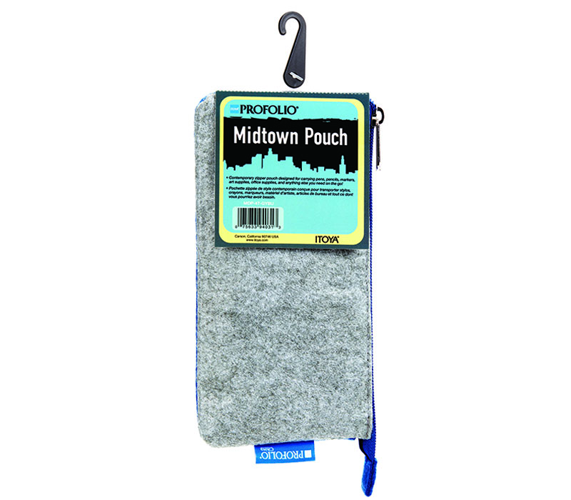 Itoya Midtown Pouch - 4-inch x 7-inch - Grey and Blue