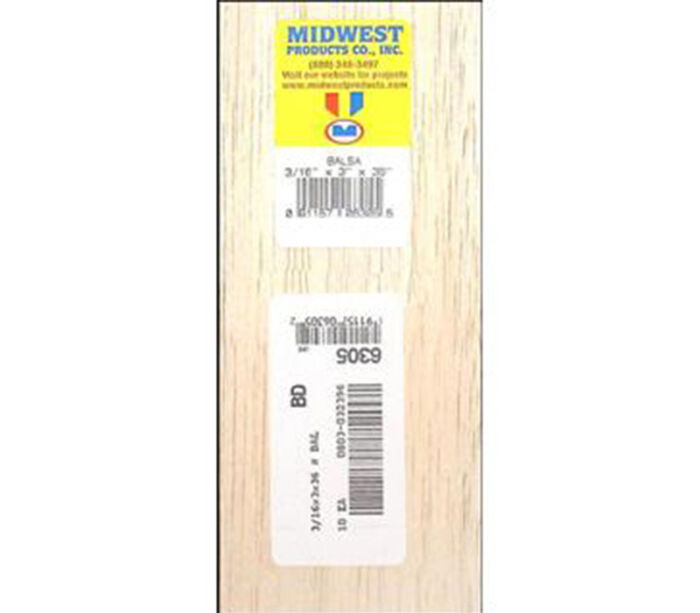 Basswood Sheet - 3/16-inch x 3-inch x 36-inch