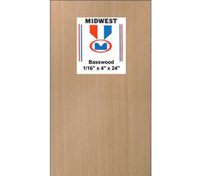 Midwest Basswood Sheets - 1/16-inch x 4-inch x 24-inch