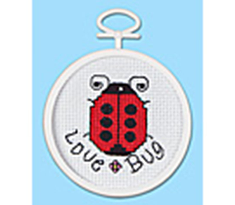 Love Bug 2.5-inch Round Mini Cross Stitch Kit #1199