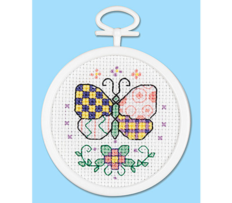 Patchwork Butterfly 2.5-inch round Mini Cross Stitch Kit #5032